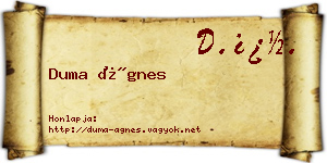 Duma Ágnes névjegykártya