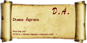Duma Ágnes névjegykártya