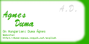 agnes duma business card